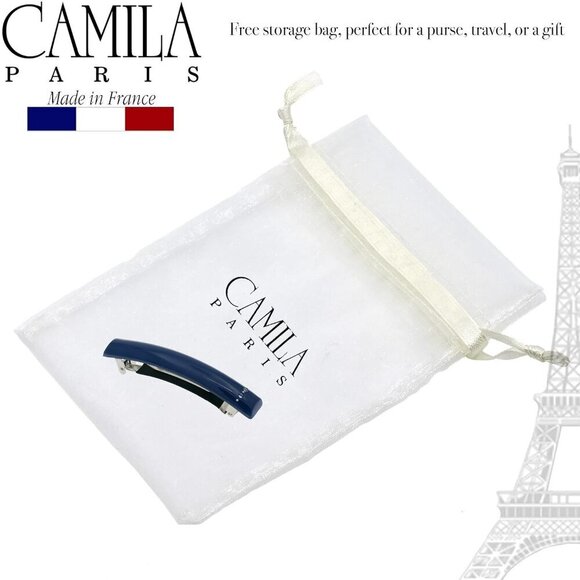 French Hair Barrette Clip Dark Blue Rubberized Metal Strong Hold No Slip main image 4
